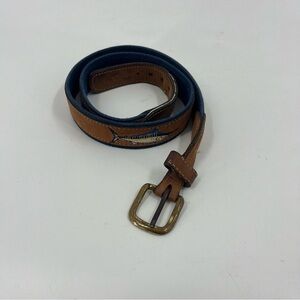 Zeppelin Leather belt w/ Fish‎ embroidered